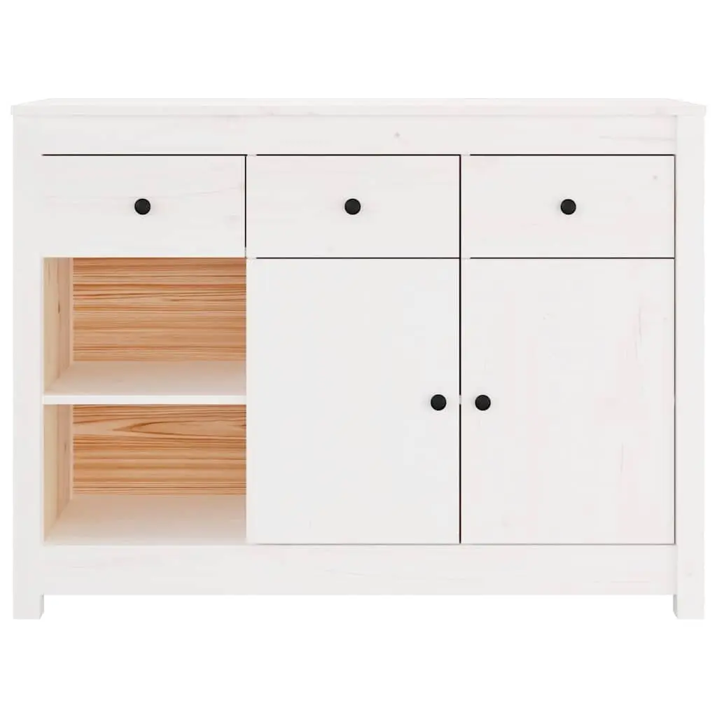 Wooden Sideboard Storage Cabinet 3 Drawers 6 Compartments White