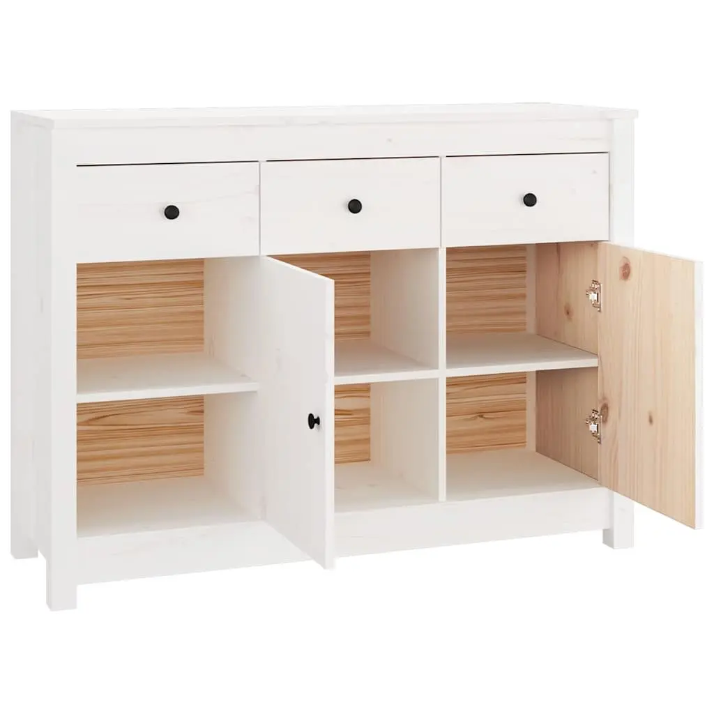 Wooden Sideboard Storage Cabinet 3 Drawers 6 Compartments White