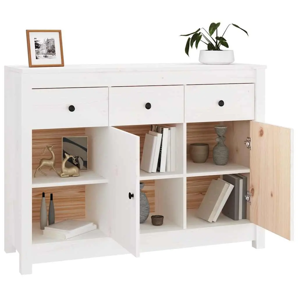 Wooden Sideboard Storage Cabinet 3 Drawers 6 Compartments White