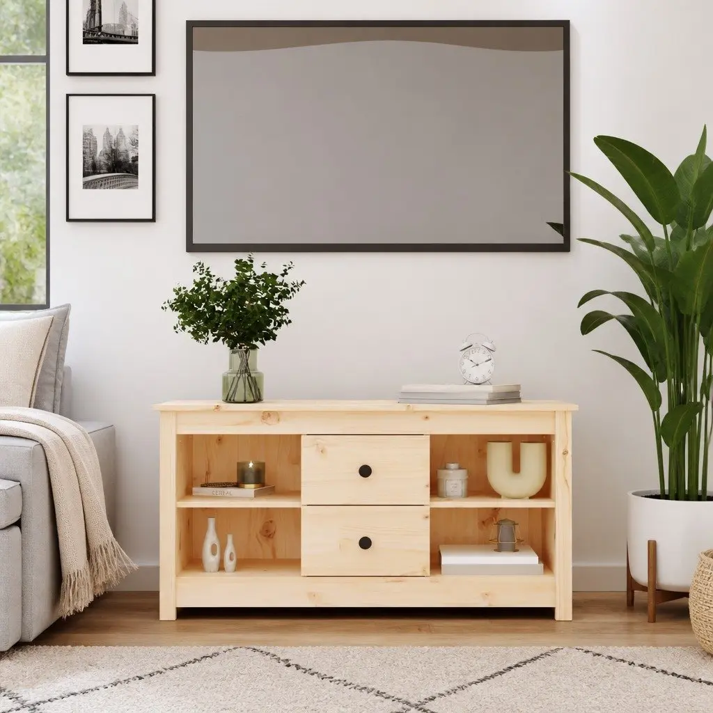 TV Cabinet Solid Pine Wood Brown 103x36.5x52 cm Storage Unit with Drawers