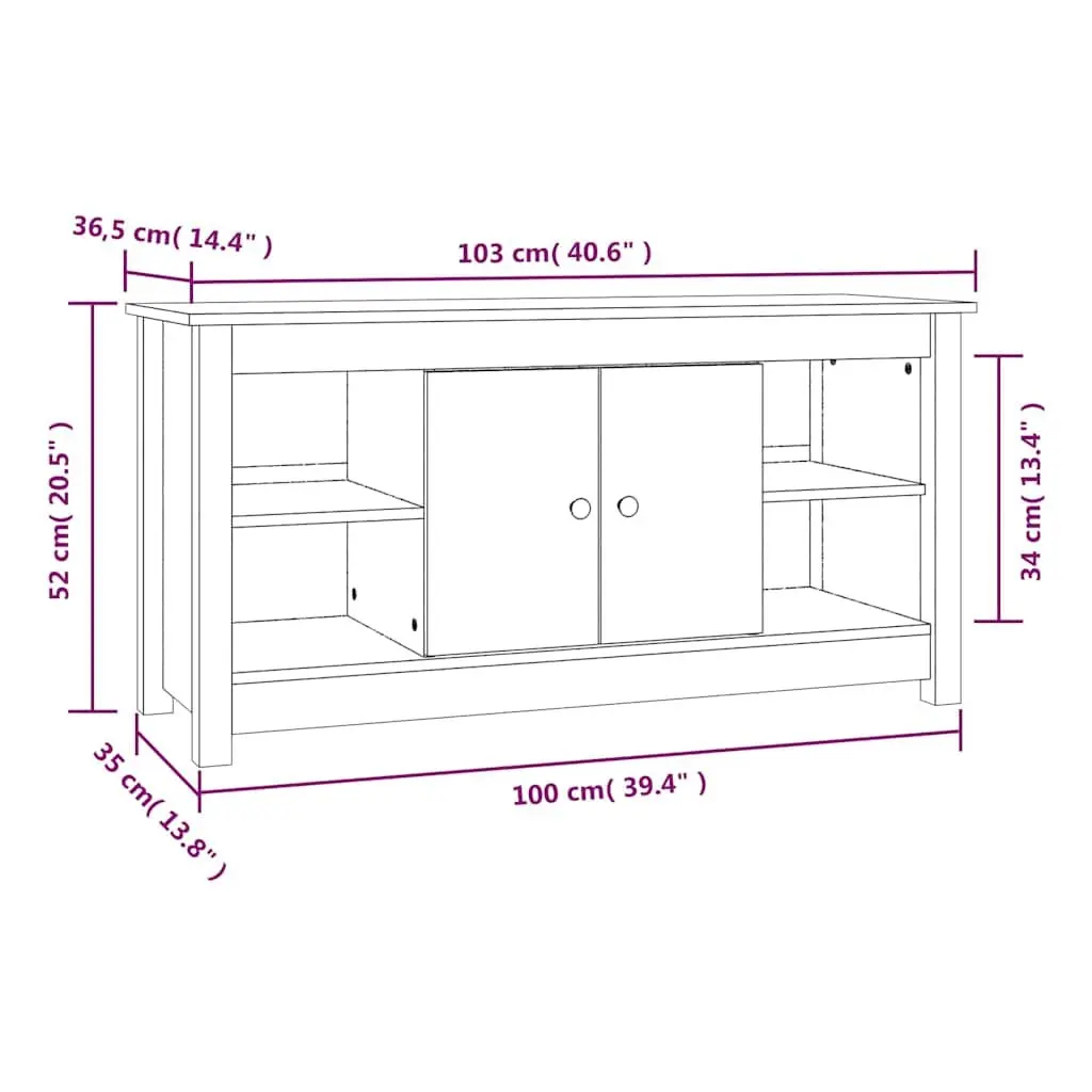Wooden TV Stand with Open Shelving and Doors, Rustic Brown, 103 x 36.5 x 52 cm