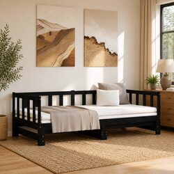 Day Bed Frame in Black with Pull-out Mechanism