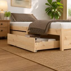 Under Bed Storage Drawers Set - 2 Piece Solid Pine