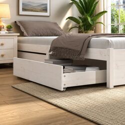 Set of 2 Under Bed Storage Drawers in White Pine Wood