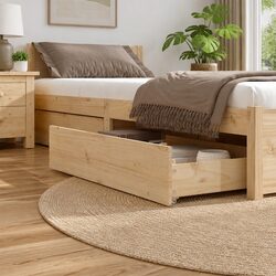 Underbed Storage Drawers Set - Solid Pine Wood 4 pcs