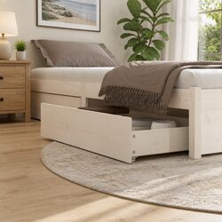 4 Piece Under Bed Storage Drawers - White Solid Pine Construction