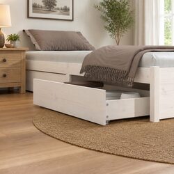 Solid Pine Wood Under Bed Storage Drawers - 4 Pack