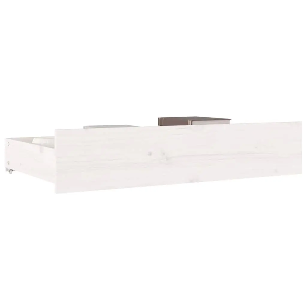 Bed Storage Drawers 4 Pieces White Solid Pine Wood Under Bed Wheeled Storage
