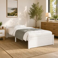 Solid Pine Wood Bed Frame Single 90x190cm in White