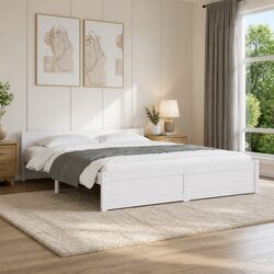 Solid Pine Wood Bed Frame 150x200 cm in White