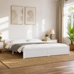 King Size Bed Frame 183x203cm White Pine Wood