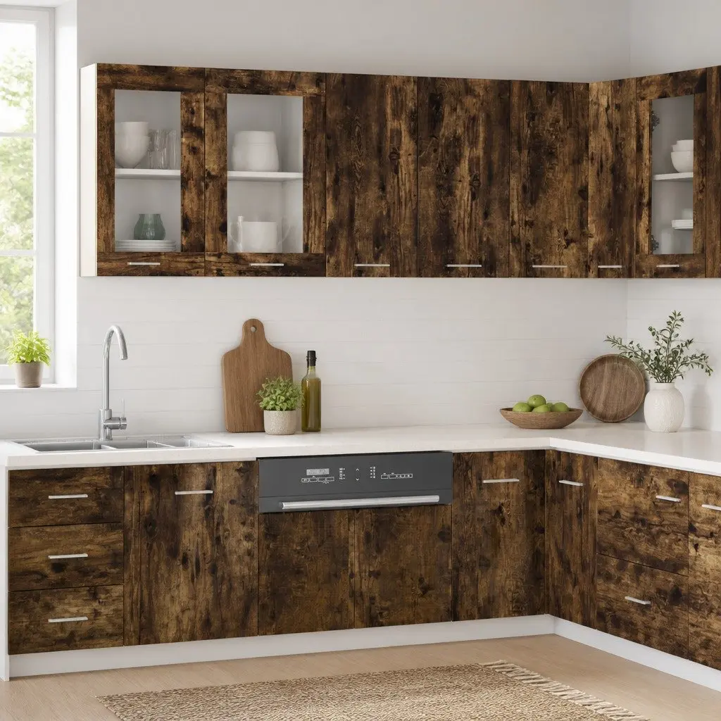 Wall Mounted Kitchen Cabinet Space Saving Engineered Wood Brown 60x31x60cm