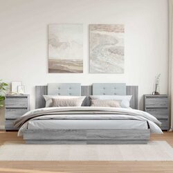 Bedside Tables 2 pcs Grey Sonoma Engineered Wood Nightstands with Drawers