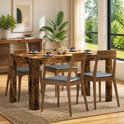 140cm Rectangular Dining Table Engineered Wood Smoked Oak