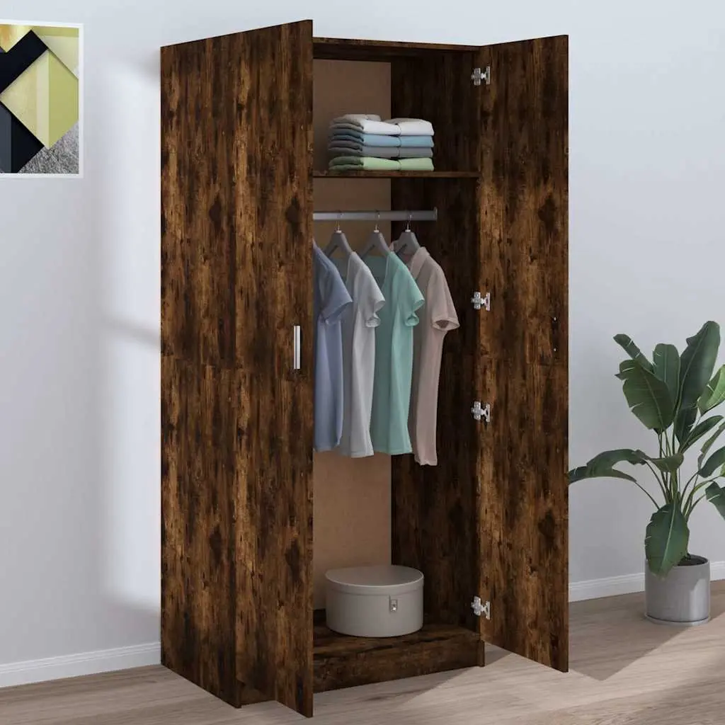 Wardrobe Storage Cabinet Engineered Wood 80x52x180 cm Smoked Oak