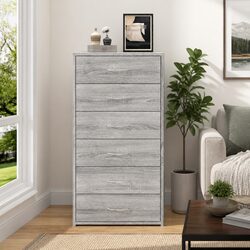 6-Drawer Grey Storage Cabinet in Engineered Wood