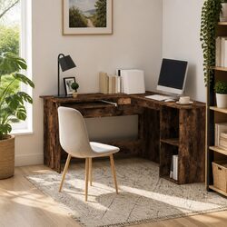 L-Shaped Corner Desk with Engineered Wood Construction