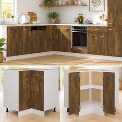Engineered Wood Kitchen Cabinet in Smoked Oak Brown