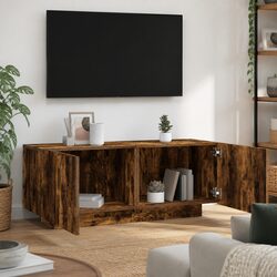 TV Cabinet in Brown Engineered Wood with Compartment Doors