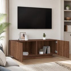 Engineered Wood TV Cabinet in Brown Oak, 100x35x40 cm