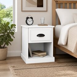 39x39x47.5cm Bedside Cabinets in White Engineered Wood