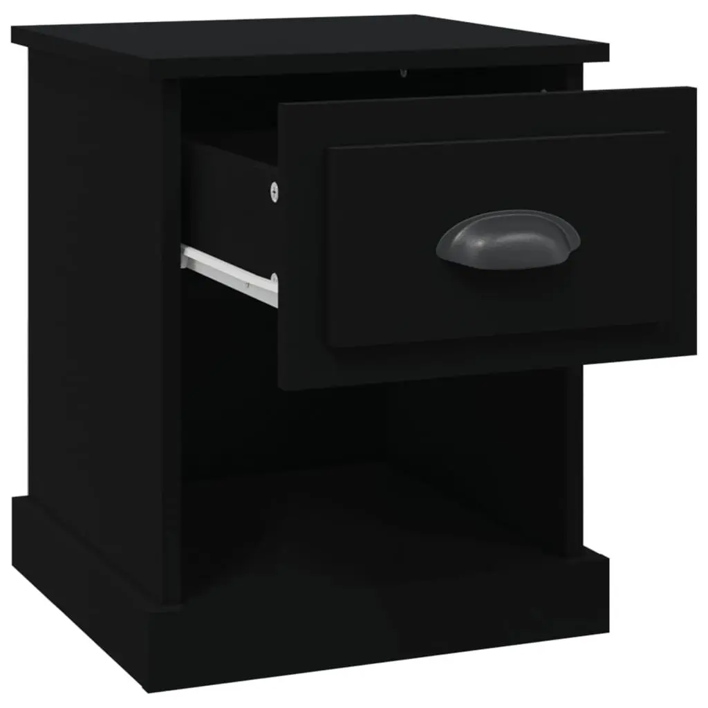 Bedside Cabinets Multifunctional 39x39x47.5 cm Black 2 Piece Engineered Wood Nightstand Storage