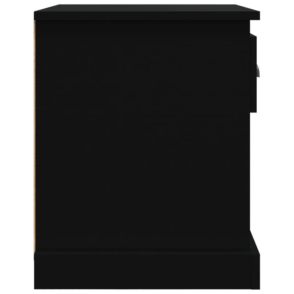 Bedside Cabinets Multifunctional 39x39x47.5 cm Black 2 Piece Engineered Wood Nightstand Storage