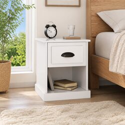 39x39x47.5cm Engineered Wood White Bedside Cabinet