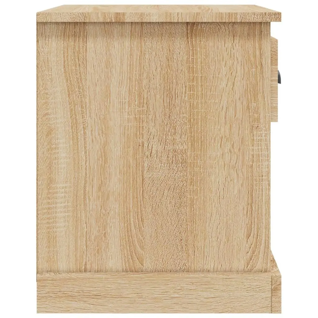 Bedside Cabinet 2 Pieces Brown Engineered Wood Nightstand Side Table Storage