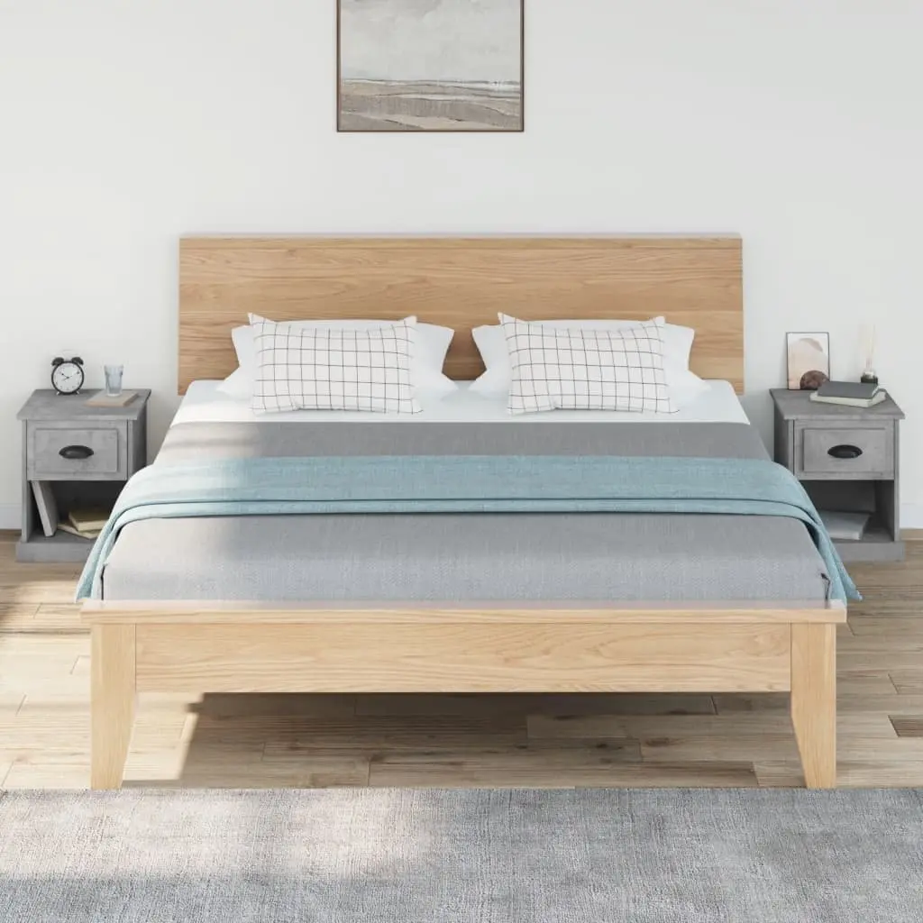 Bedside Cabinets Grey Engineered Wood 39x39x47.5 cm 2 pcs Nightstand Storage
