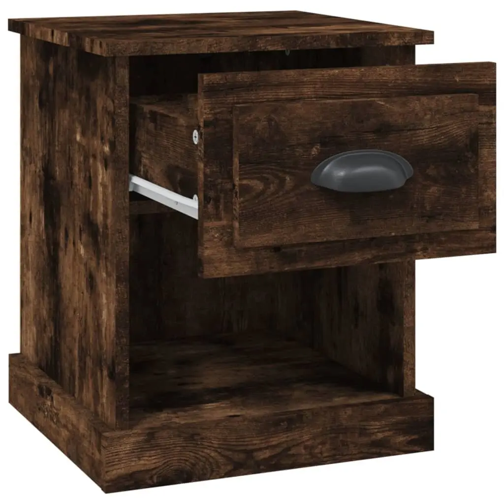 Bedside Tables Multifunctional Storage 2 Piece Smoked Oak