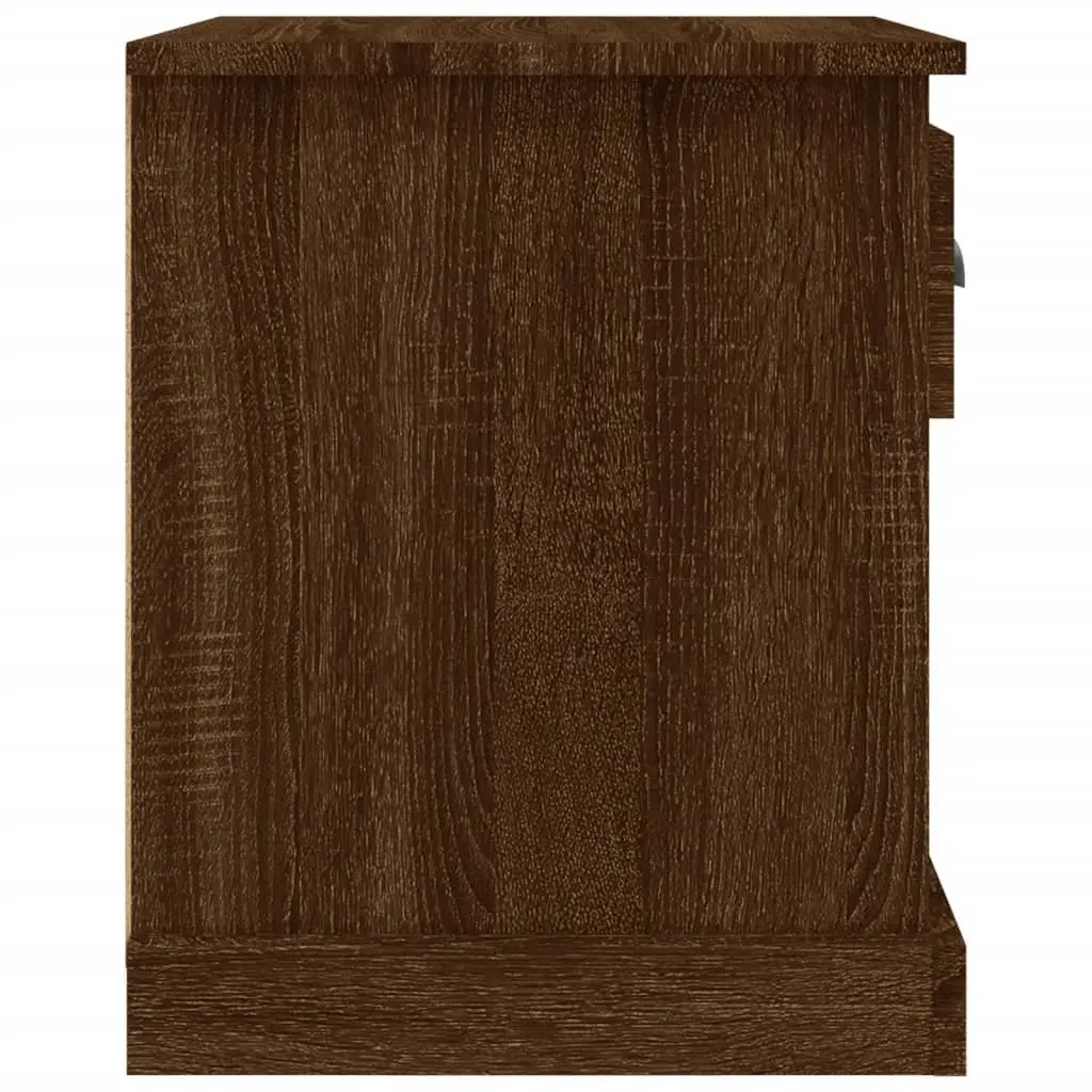 Bedside Tables 2 Piece Engineered Wood Brown Spacious Size 39x39x47.5 cm Nightstand with Drawer and Open Compartment