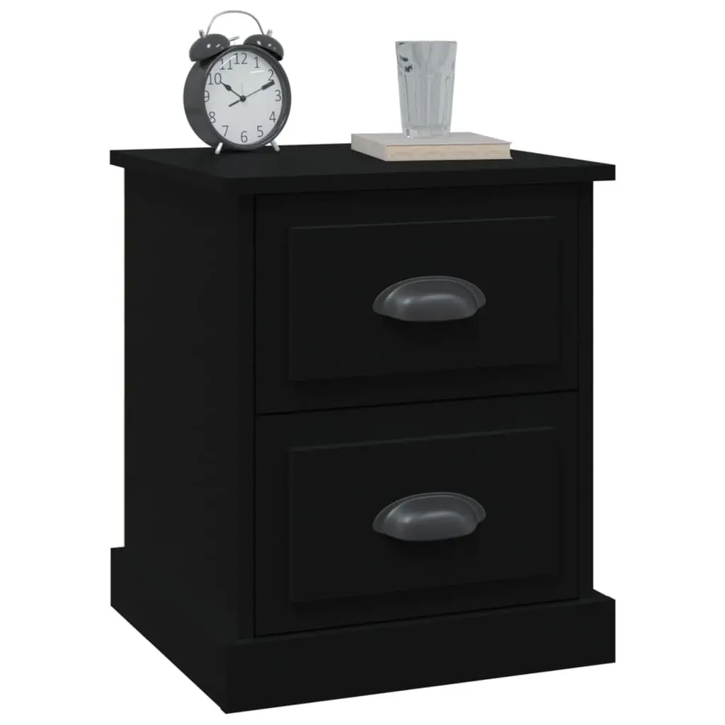 Bedside Cabinet Multifunctional Feature 39x39x47.5cm Black