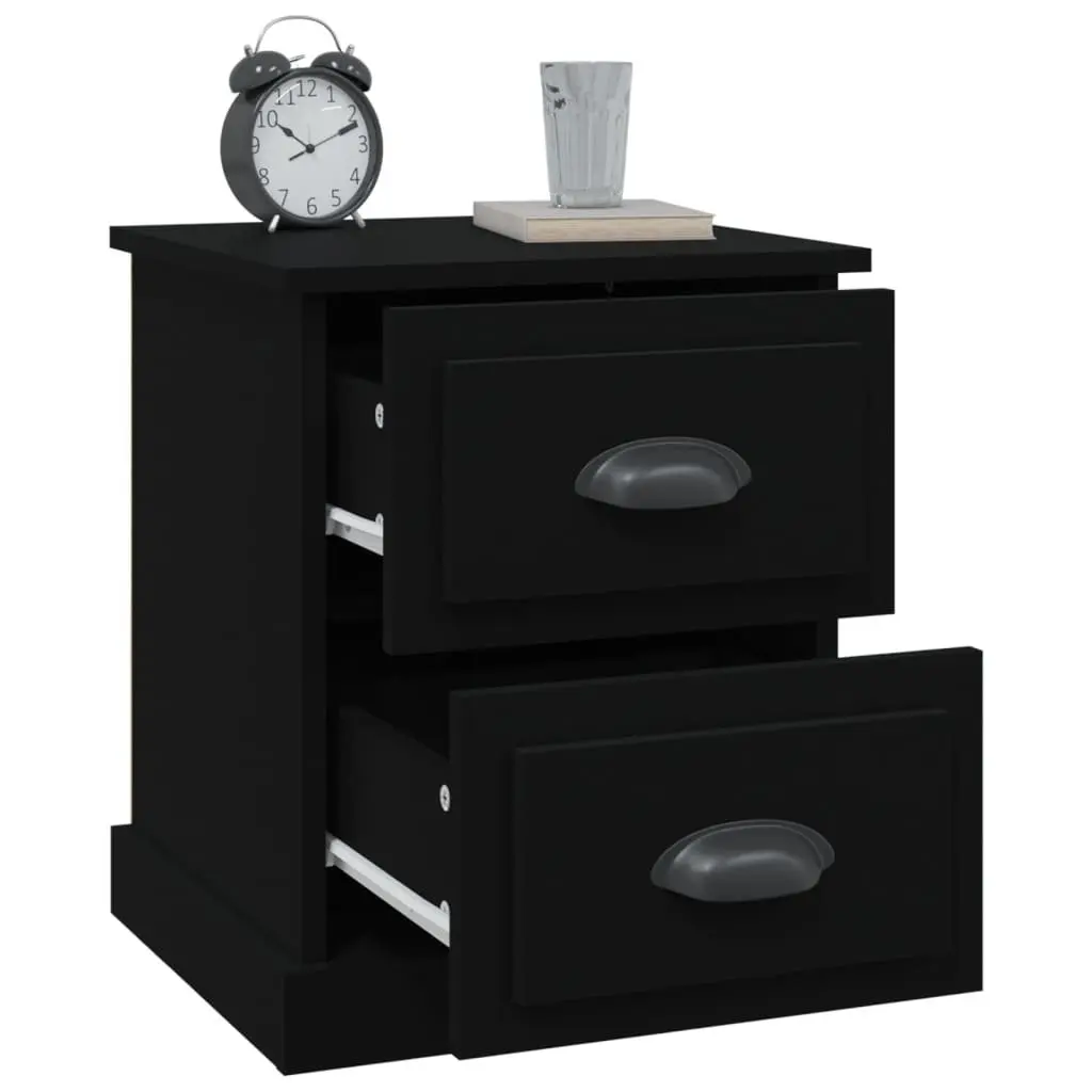 Bedside Cabinet Multifunctional Feature 39x39x47.5cm Black