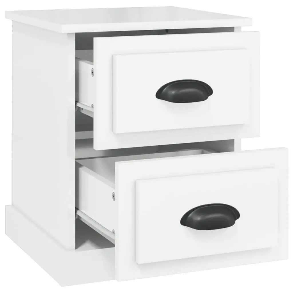 Bedside Cabinet White 2 Drawer Storage Furniture