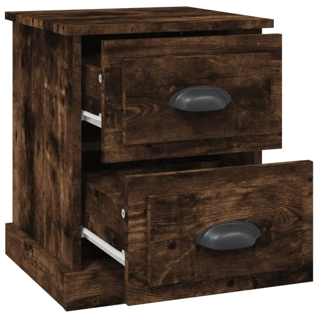 Bedside Cabinets 2 Piece Engineered Wood Storage Brown 39x39x47.5 cm