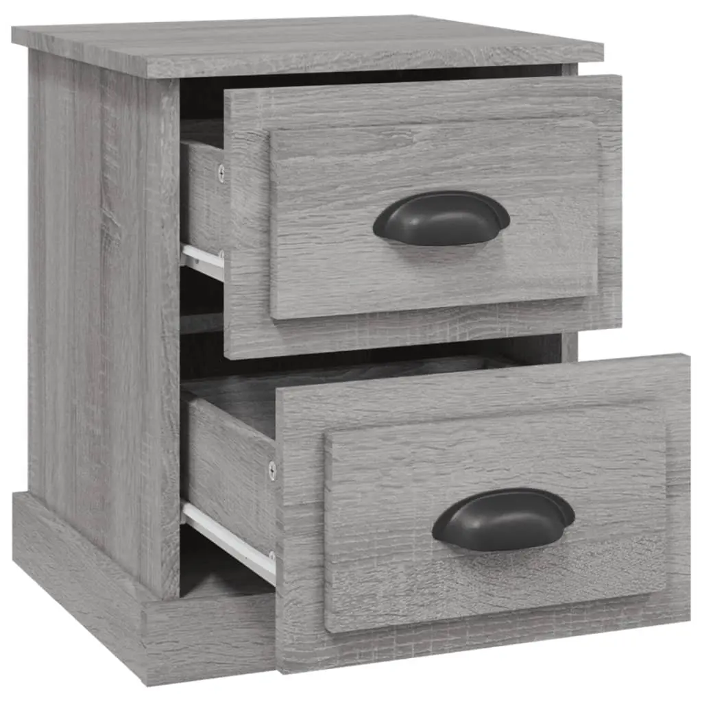 Bedside Table 2 Drawer Storage Convenience Grey 39x39x47.5cm