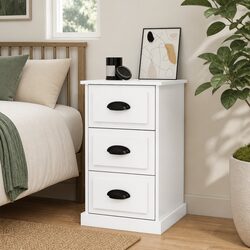 High Gloss White 3 Drawer Bedside Cabinet