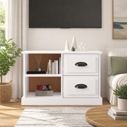 Engineered Wood TV Cabinet in White High Gloss Finish