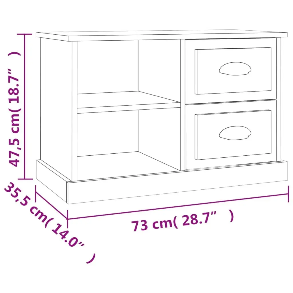 TV Cabinet Engineered Wood Storage Unit 73 x 35.5 x 47.5 cm Brown
