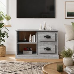 Engineered Grey Sonoma TV Cabinet with Open Storage