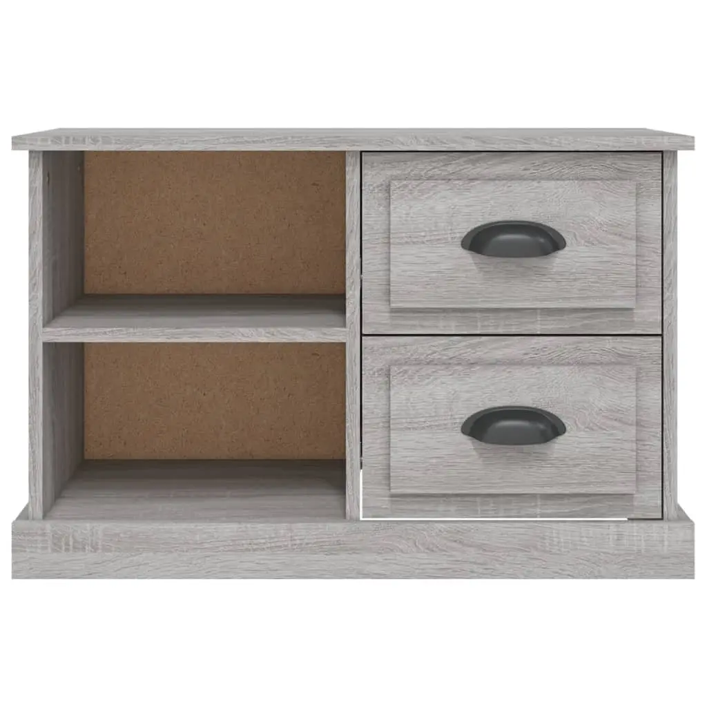 TV Cabinet Engineered Wood Storage Unit Grey Sonoma 2 Drawers 2 Open Compartments