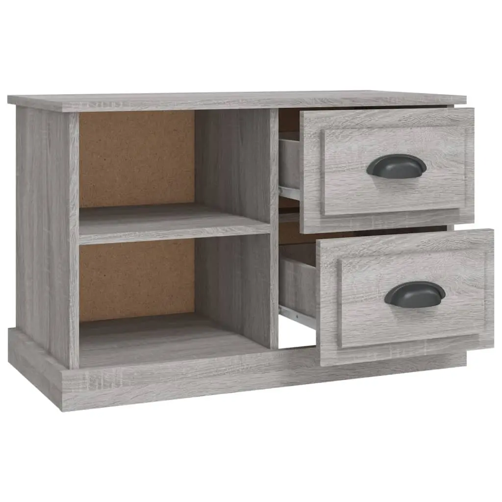 TV Cabinet Engineered Wood Storage Unit Grey Sonoma 2 Drawers 2 Open Compartments