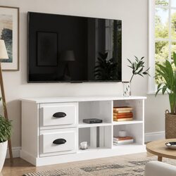 Engineered Wood TV Cabinet in High Gloss White Finish