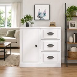 Functional White Sideboard 70x35.5x67.5 cm Storage Solution