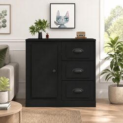 Black Engineered Wood Sideboard Storage Cabinet