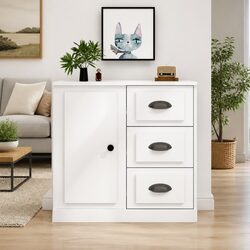 High Gloss White Engineered Wood Sideboard Cabinet