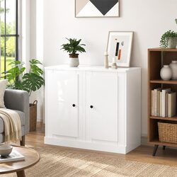 Engineered Wood High Gloss White Sideboards - 2 Pack