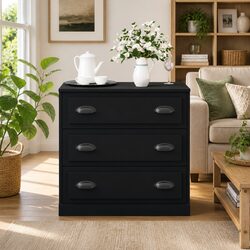 Black Engineered Wood Sideboard Cabinet with Storage