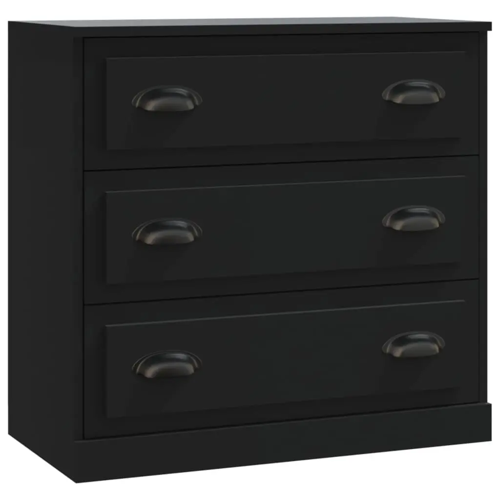 Engineered Wood Sideboard Cabinet Black Spacious Storage Buffet 70cm Width
